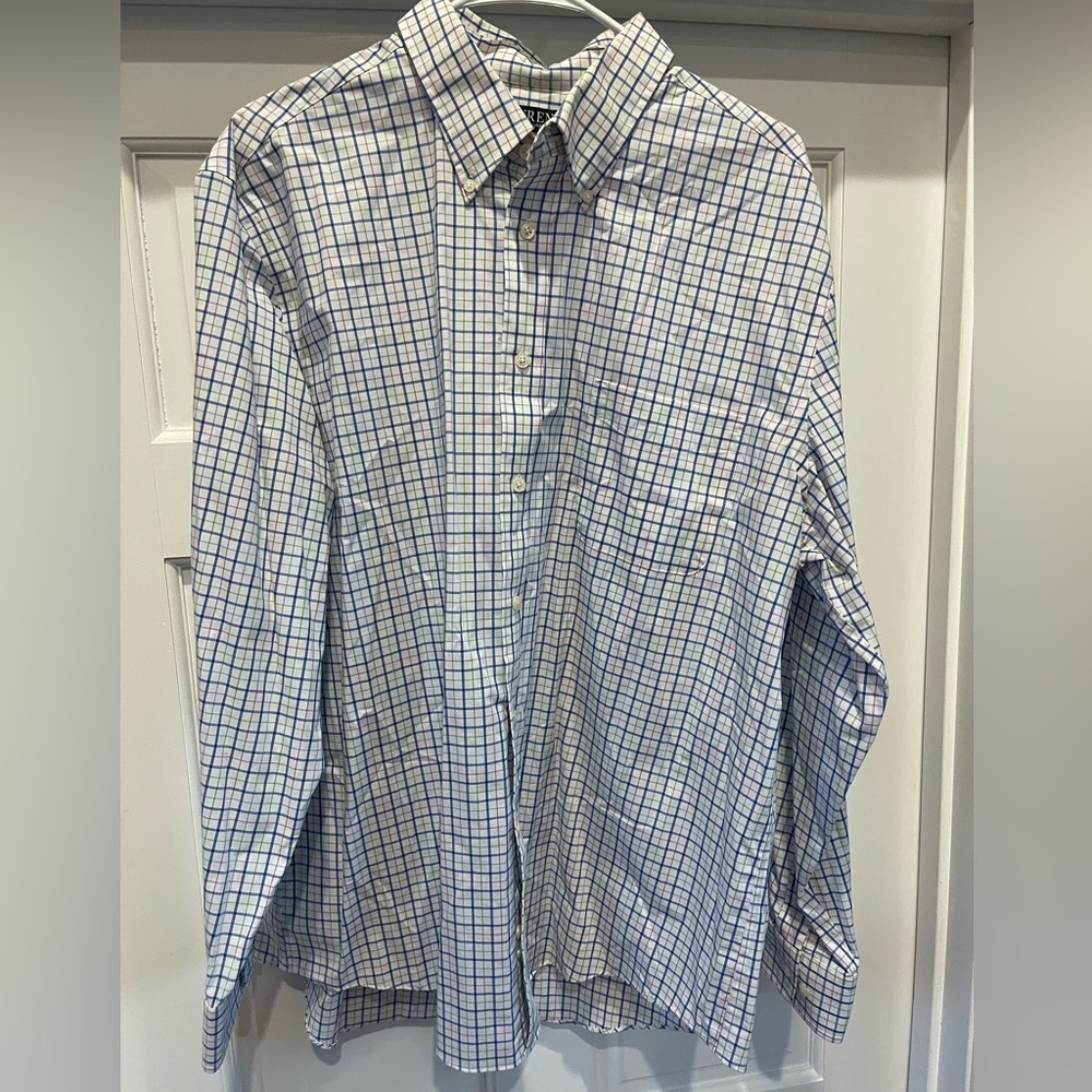 Ralph Lauren Blue and White Plaid Button Down Shirt